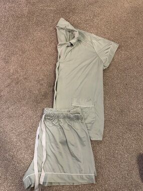 Light Sage pajama Set - Top & Drawstring shorts